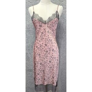 Victoria's Secret Pink Floral Mini Slip Dress Small Satin Lace Babydoll Y2K